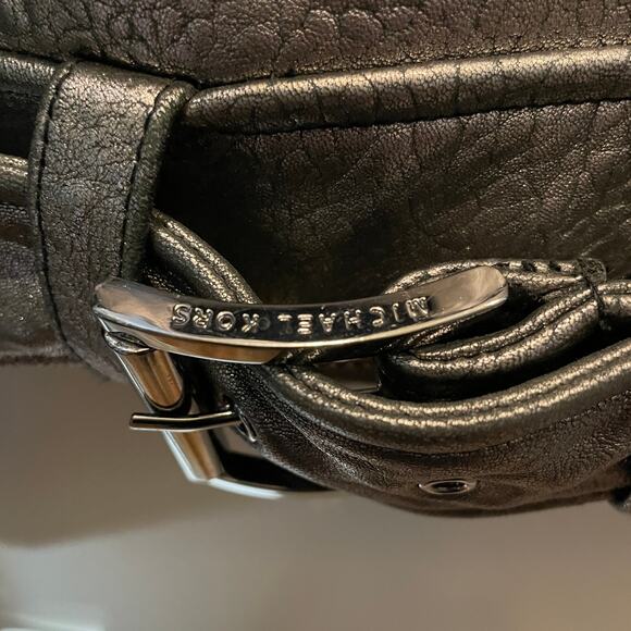 Michael Kors Metallic Silver Leather Jacket | Womens M, Moto Style EUC MSRP $595 - Picture 4 of 12